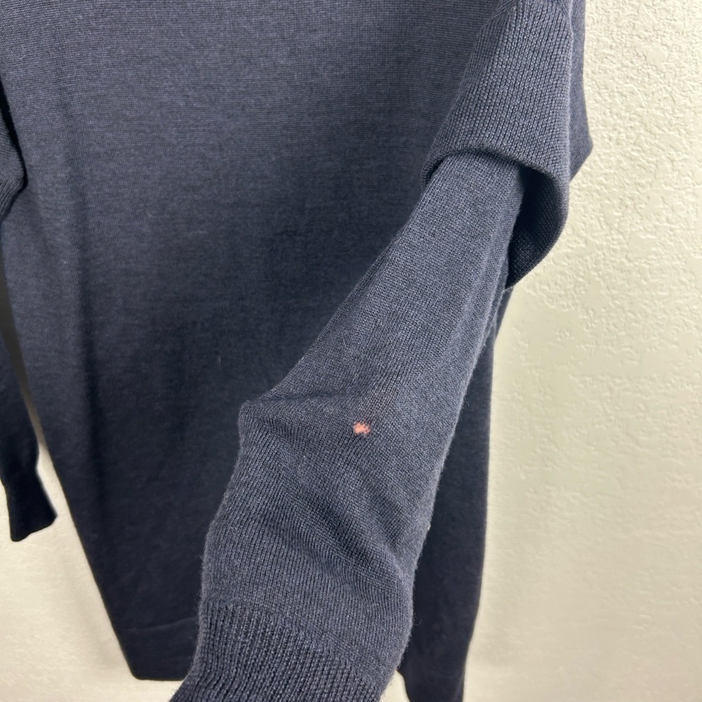 Thread Social Womens Navy Blue cowl Neck Sweater Dress Sz S Long Sleeve Wool - Picture 7 of 8